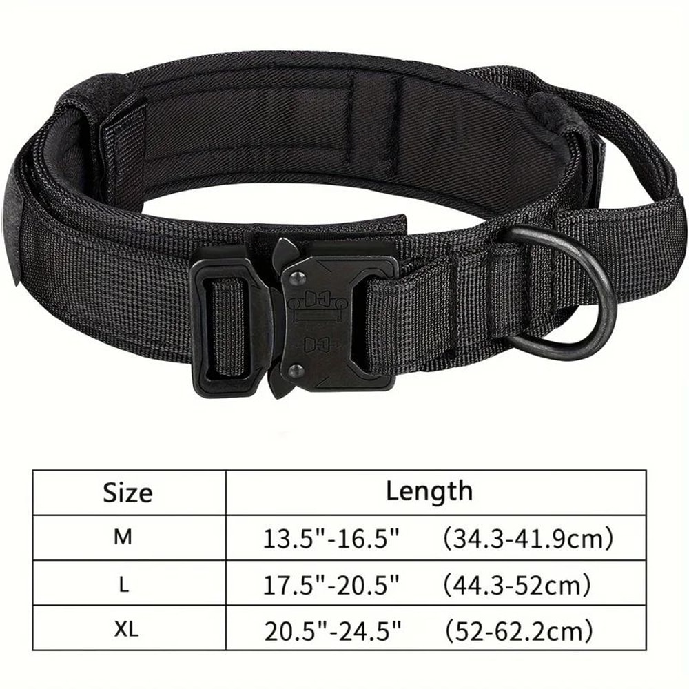 Tactical Dog Collar With Handle Adjustable Military Nylon Training Collar Heavy Metal Buckle For L 3