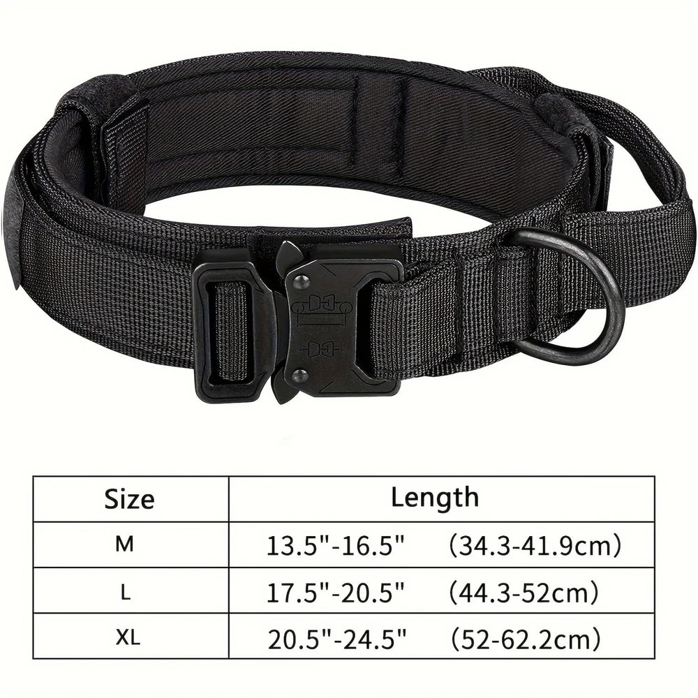 Tactical Dog Collar With Handle Adjustable Military Nylon Training Collar Heavy Metal Buckle For L 6