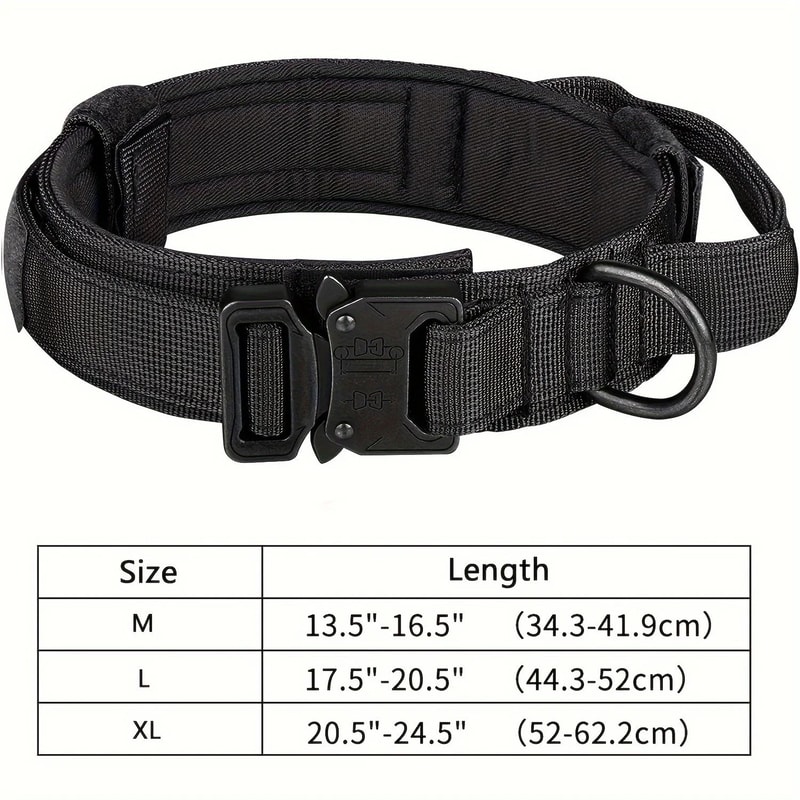 Tactical Dog Collar With Handle Adjustable Military Nylon Training Collar Heavy Metal Buckle For L 6