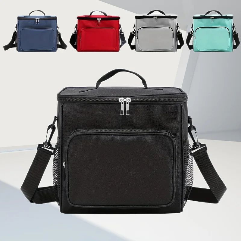 Large Capacity Insulated Tote Lunch Bag With Crossbody Strap Aluminum Foil Thermal Picnic Cooler B 5