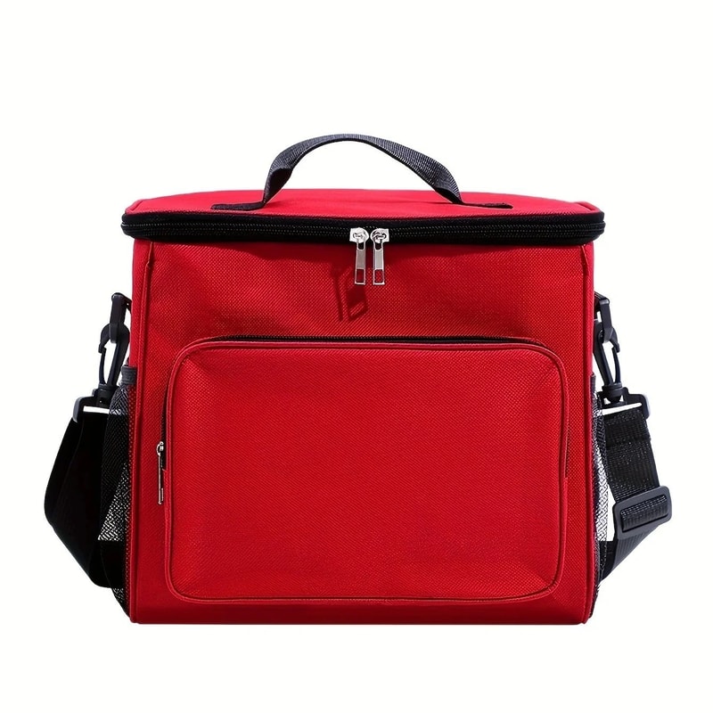 Large Capacity Insulated Tote Lunch Bag With Crossbody Strap Aluminum Foil Thermal Picnic Cooler B 9