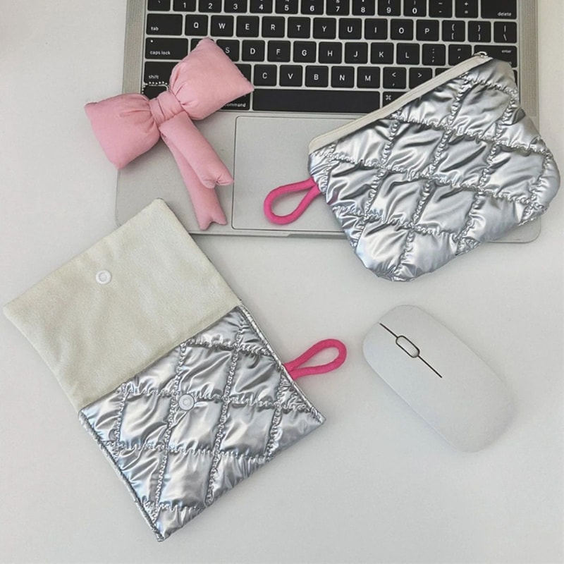 Silver Bow Canvas Coin Purse Small Zipper Coin Wallet Pouch For Women Girls Earphone Key Money St 1