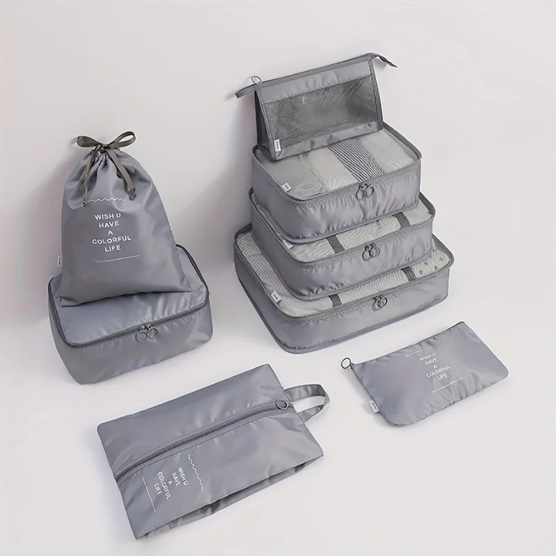 7 Pcs Travel Packing Cubes Set Luggage Organizer Bags For Clothes Underwear Shoes Lightweight Sui 2