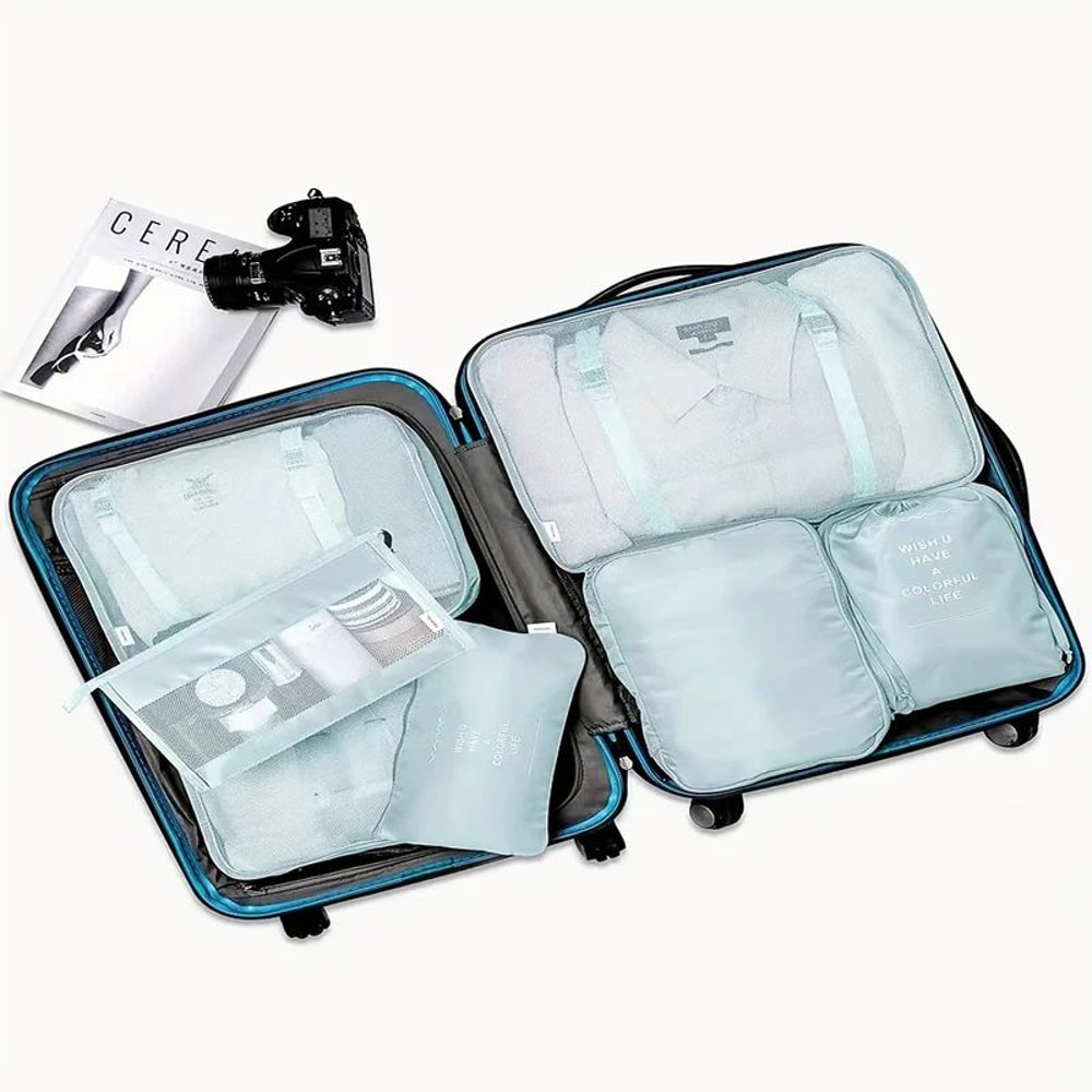 7 Pcs Travel Packing Cubes Set Luggage Organizer Bags For Clothes Underwear Shoes Lightweight Sui 4
