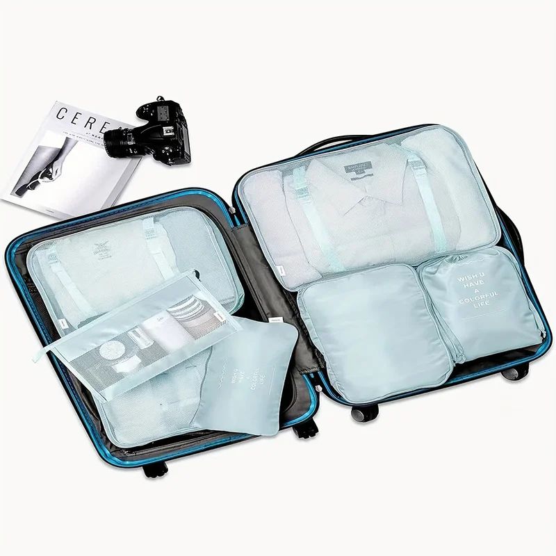 7 Pcs Travel Packing Cubes Set Luggage Organizer Bags For Clothes Underwear Shoes Lightweight Sui 4