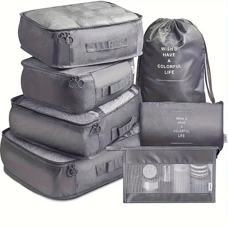 7 Pcs Travel Packing Cubes Set Luggage Organizer Bags For Clothes Underwear Shoes Lightweight Sui 5