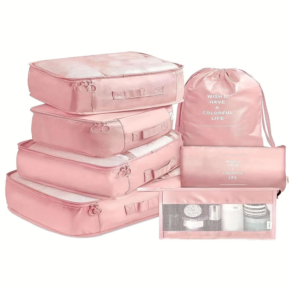 7 Pcs Travel Packing Cubes Set Luggage Organizer Bags For Clothes Underwear Shoes Lightweight Sui 8