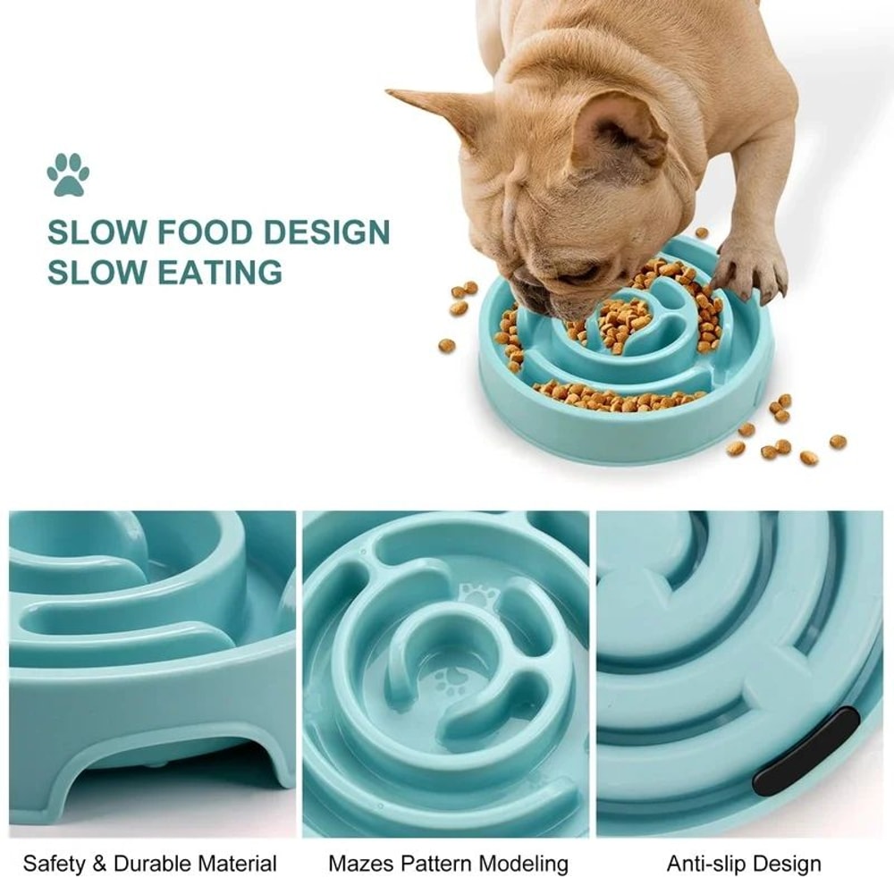NonSlip Slow Feeder Dog Bowl Fun AntiGulping Puzzle Feeding Dish For Puppies Dogs EcoFriendly Slo 2