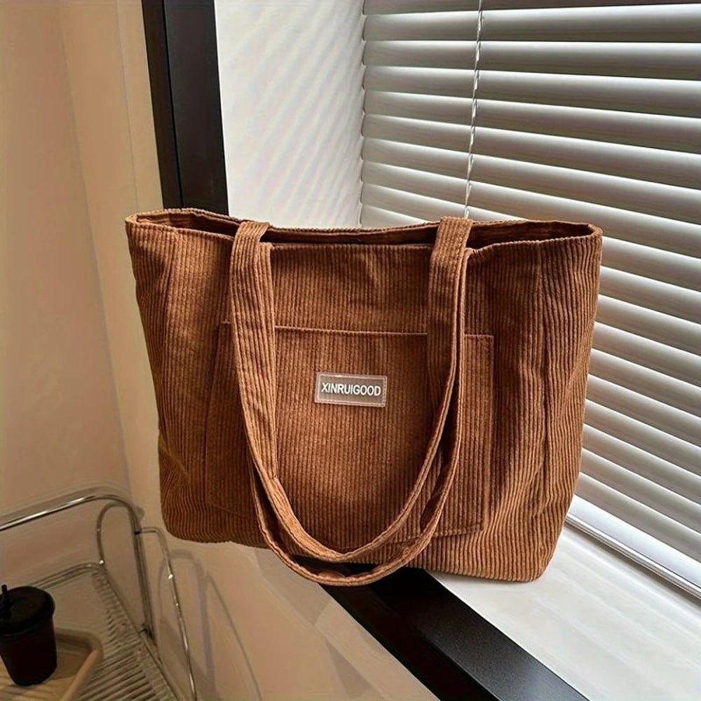 Large Corduroy Shoulder Bag For Women Mori Style Underarm Tote Purse Soft Casual Handbag For Work 3