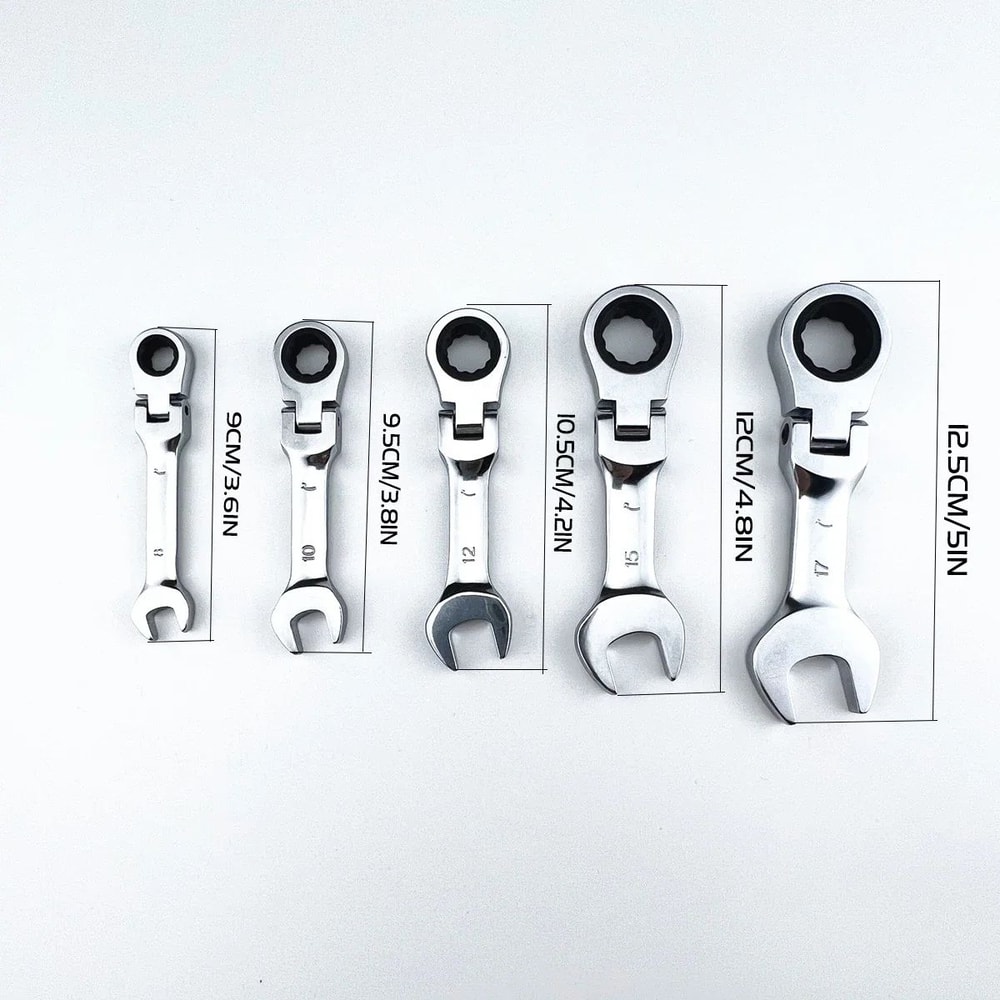 Mini FlexHead Ratchet Wrench Short Handle DualPurpose Open End Spanner Quick LaborSaving Hand Tool 2