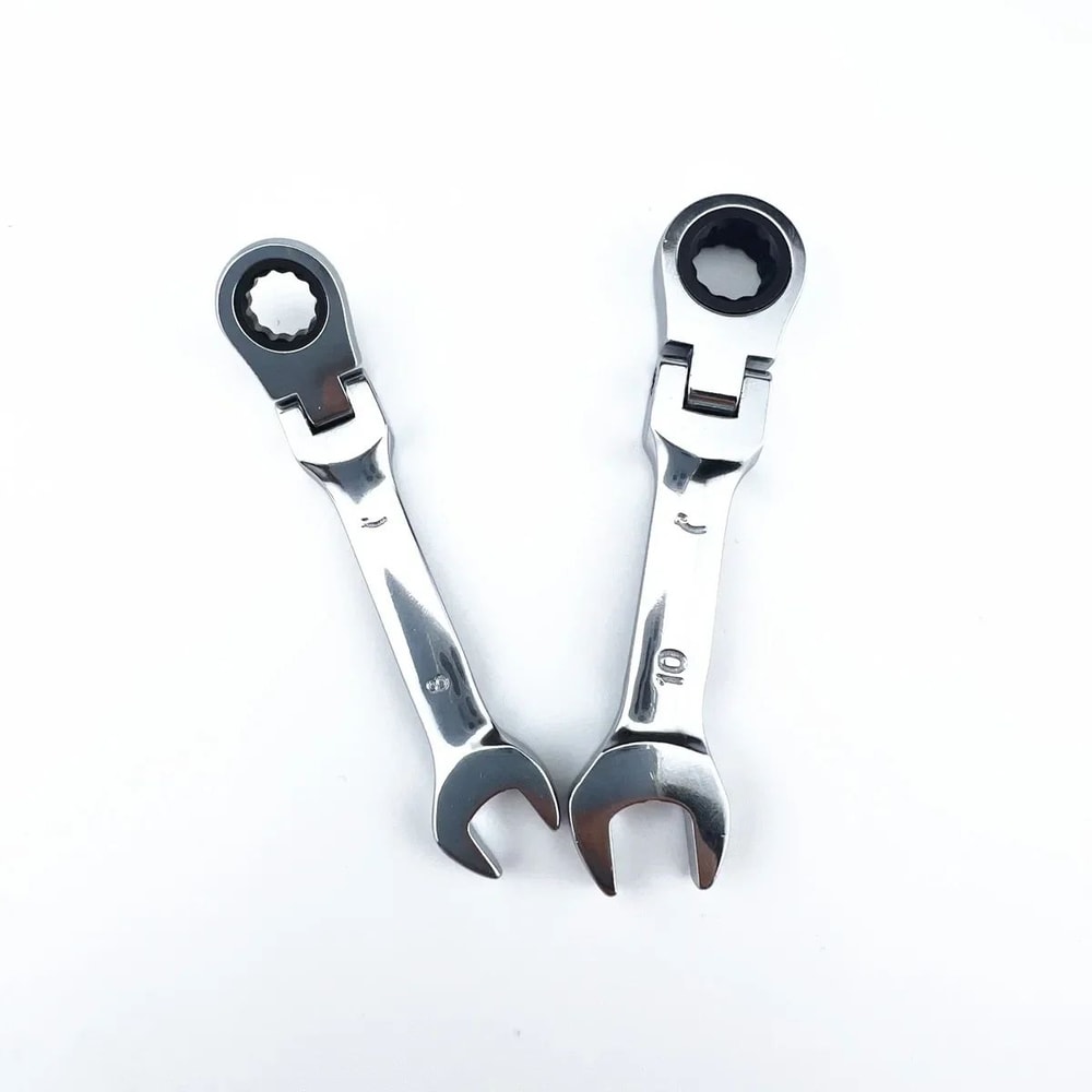 Mini FlexHead Ratchet Wrench Short Handle DualPurpose Open End Spanner Quick LaborSaving Hand Tool 5