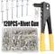 Heavy Duty Pop Rivet Gun Kit 120 Pcs Rivets Assortment Set With Hand Riveter Tool For Metal DIY R 0