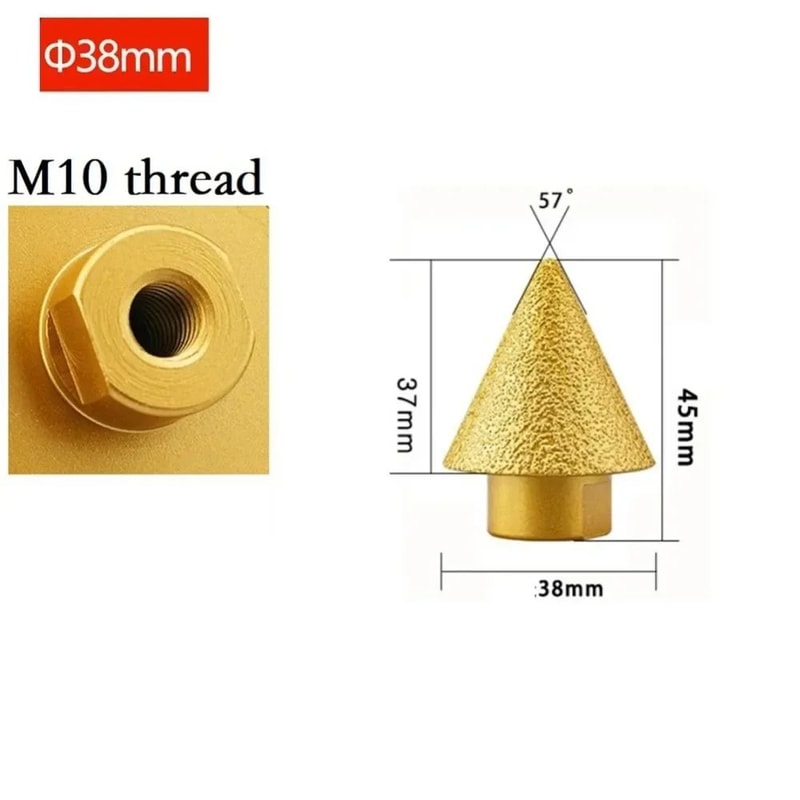 M10M14 Diamond Chamfer Bit 152 Inches Tile Beveling Cone Tool For Ceramic Porcelain Stone Hole Exp 6