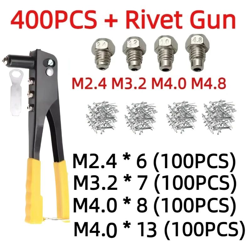 HeavyDuty Hand Rivet Gun Kit Blind Rivet Pliers Set With Rivets Nut Inserts DIY Automotive Rive 1