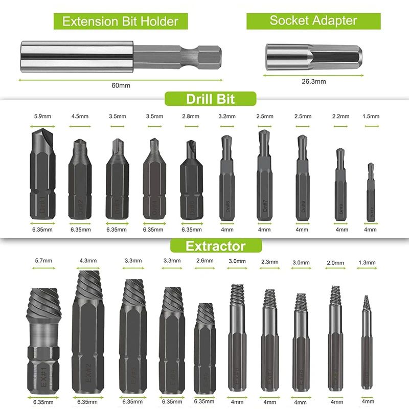 22 Pcs Screw Extractor Bit Set Stripped Screw Broken Bolt Remover Kit With Magnetic Holder EasyOu 4