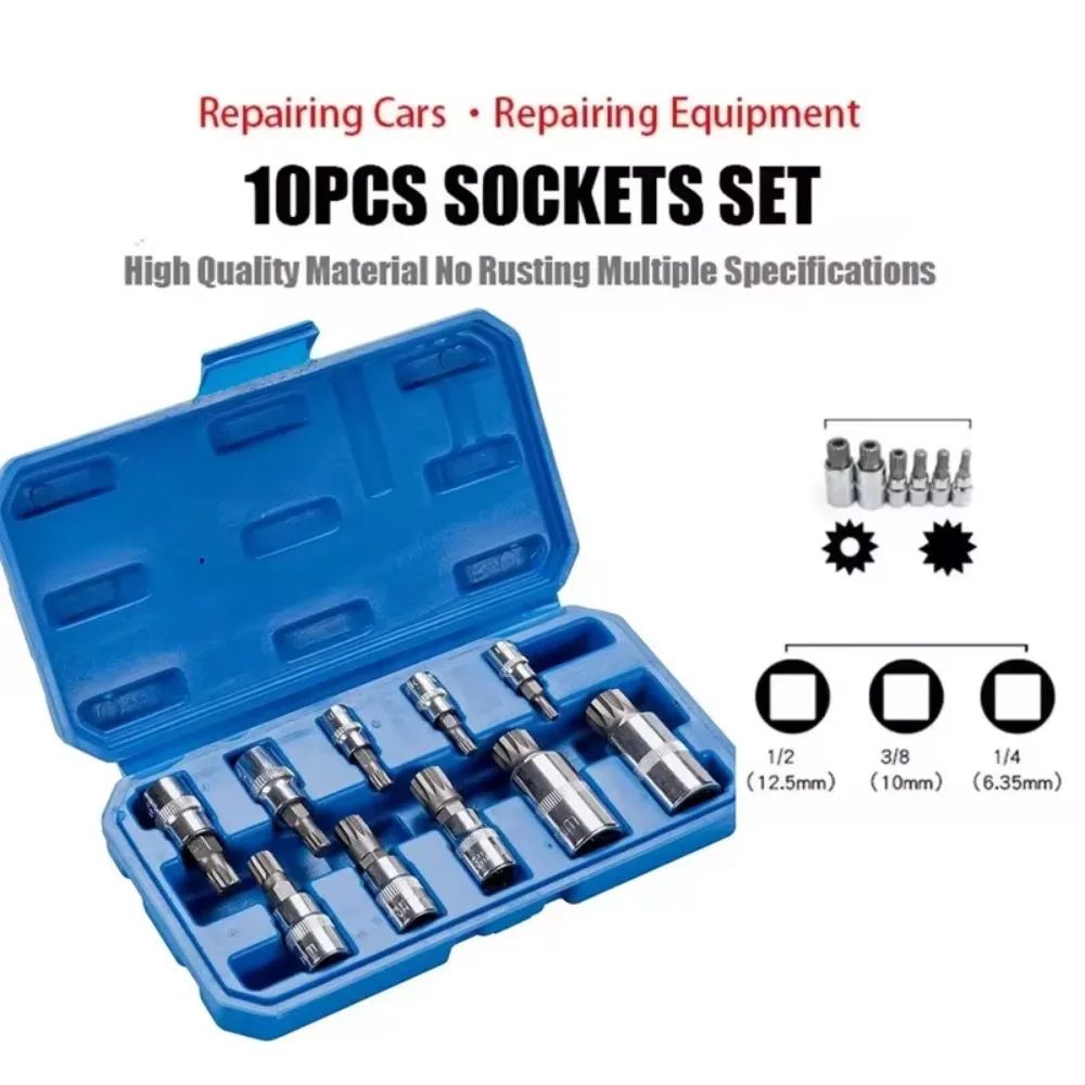10PCS Triple Square Spline Bit Socket Set M4M18 TamperResistant XZN Driver Bits For Auto Repair 3