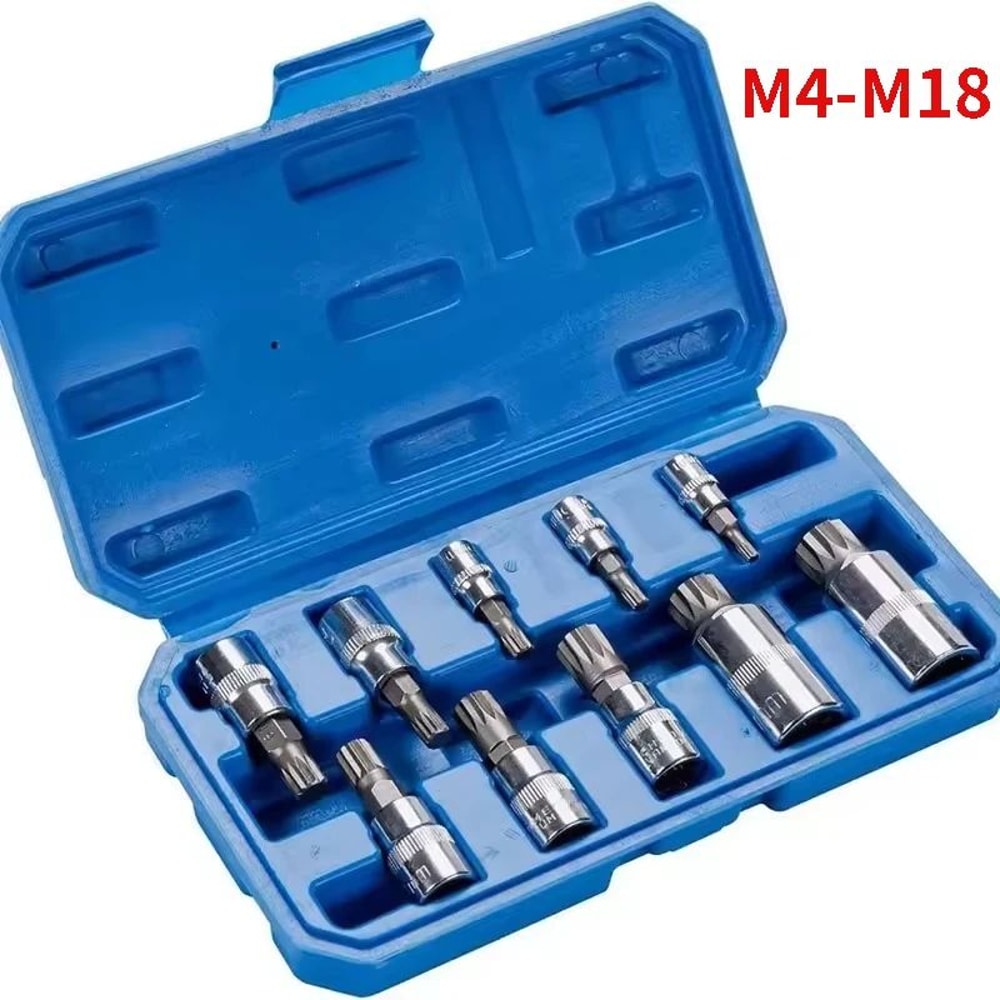 10PCS Triple Square Spline Bit Socket Set M4M18 TamperResistant XZN Driver Bits For Auto Repair 6