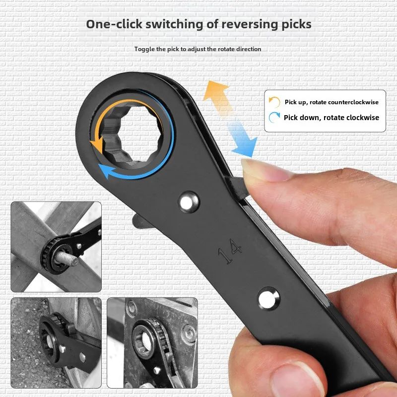 DoubleEnded Reversible Ratchet Wrench Open Box Spanner TwoWay Fast Wrench LaborSaving Auto Repai 1