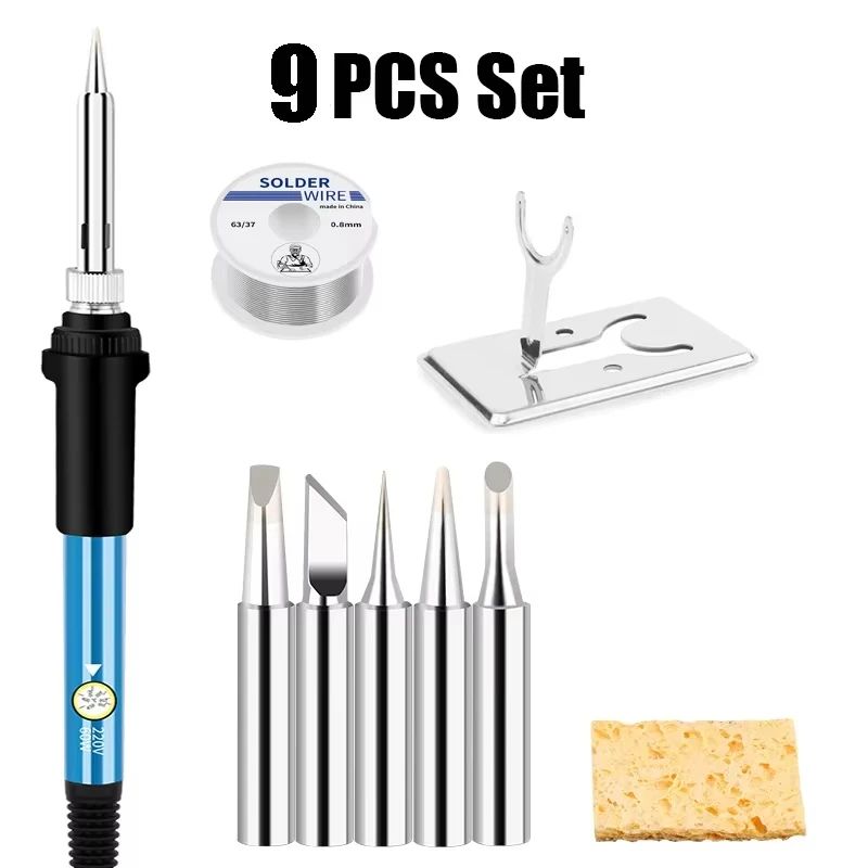 Adjustable Temperature Soldering Iron Kit 60W 110V220V Electric Solder Tool Set For Electronics Re 11