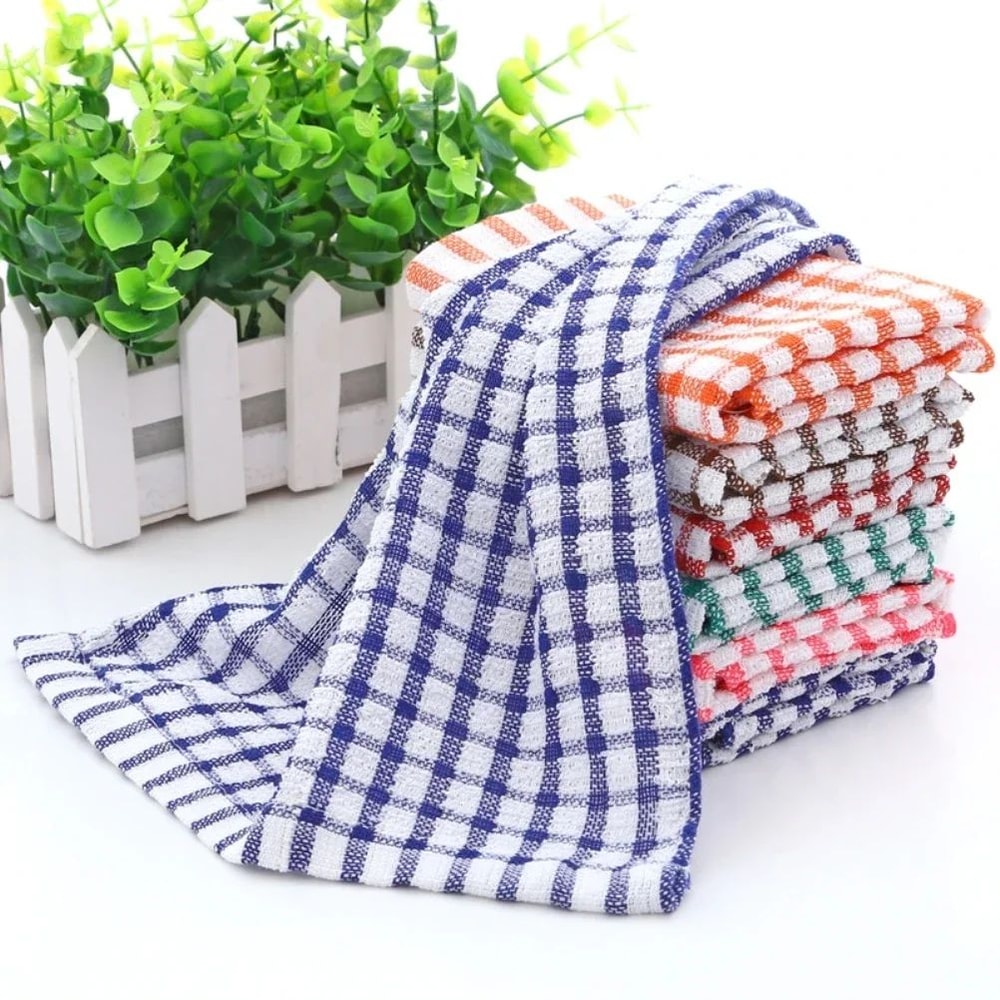 6 Pcs 100 Cotton Kitchen Cleaning Cloth Set Absorbent Dish Towels For Restaurant Catering Home Wi 1
