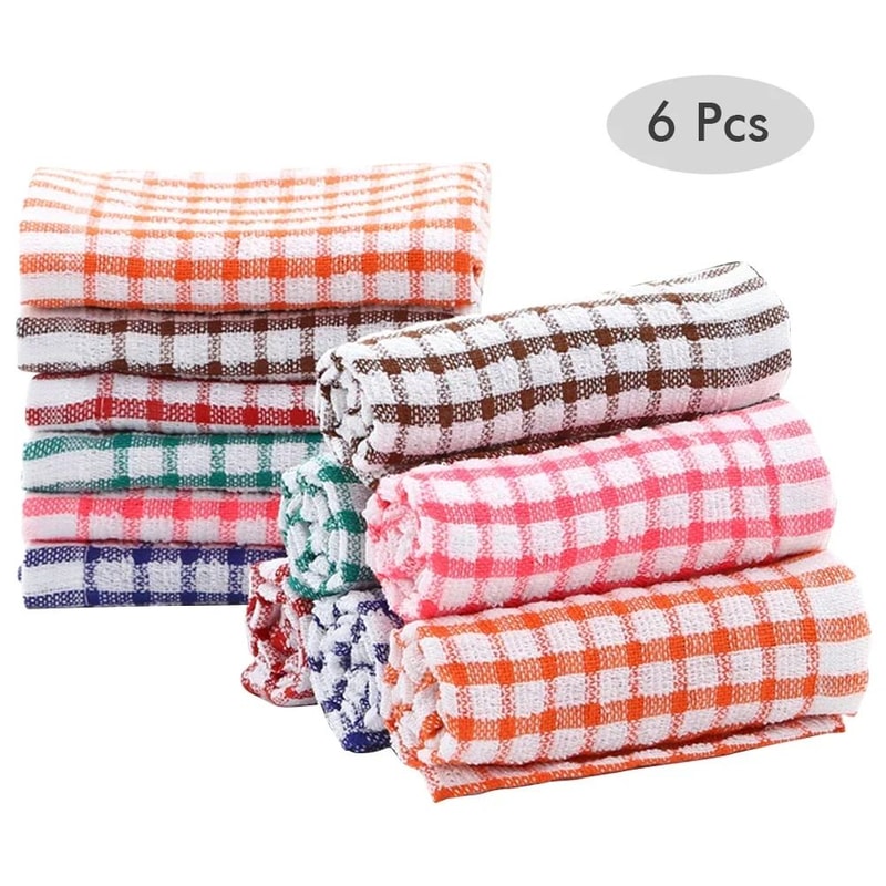 6 Pcs 100 Cotton Kitchen Cleaning Cloth Set Absorbent Dish Towels For Restaurant Catering Home Wi 2