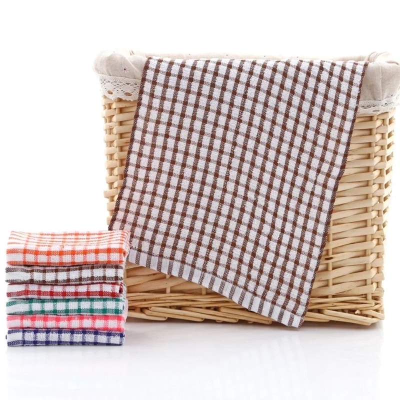 6 Pcs 100 Cotton Kitchen Cleaning Cloth Set Absorbent Dish Towels For Restaurant Catering Home Wi 4