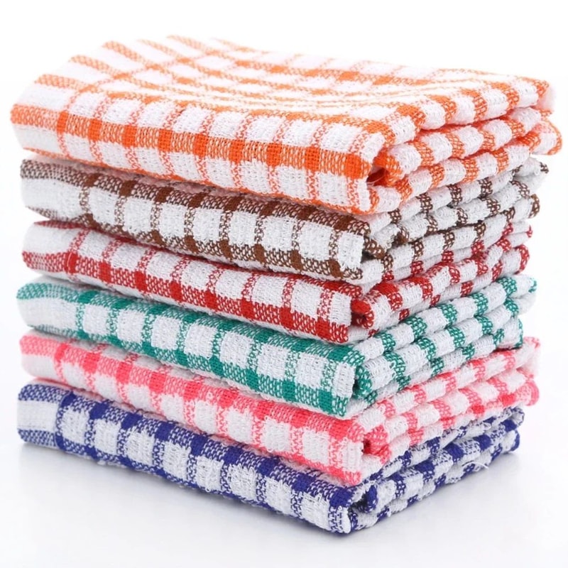 6 Pcs 100 Cotton Kitchen Cleaning Cloth Set Absorbent Dish Towels For Restaurant Catering Home Wi 5