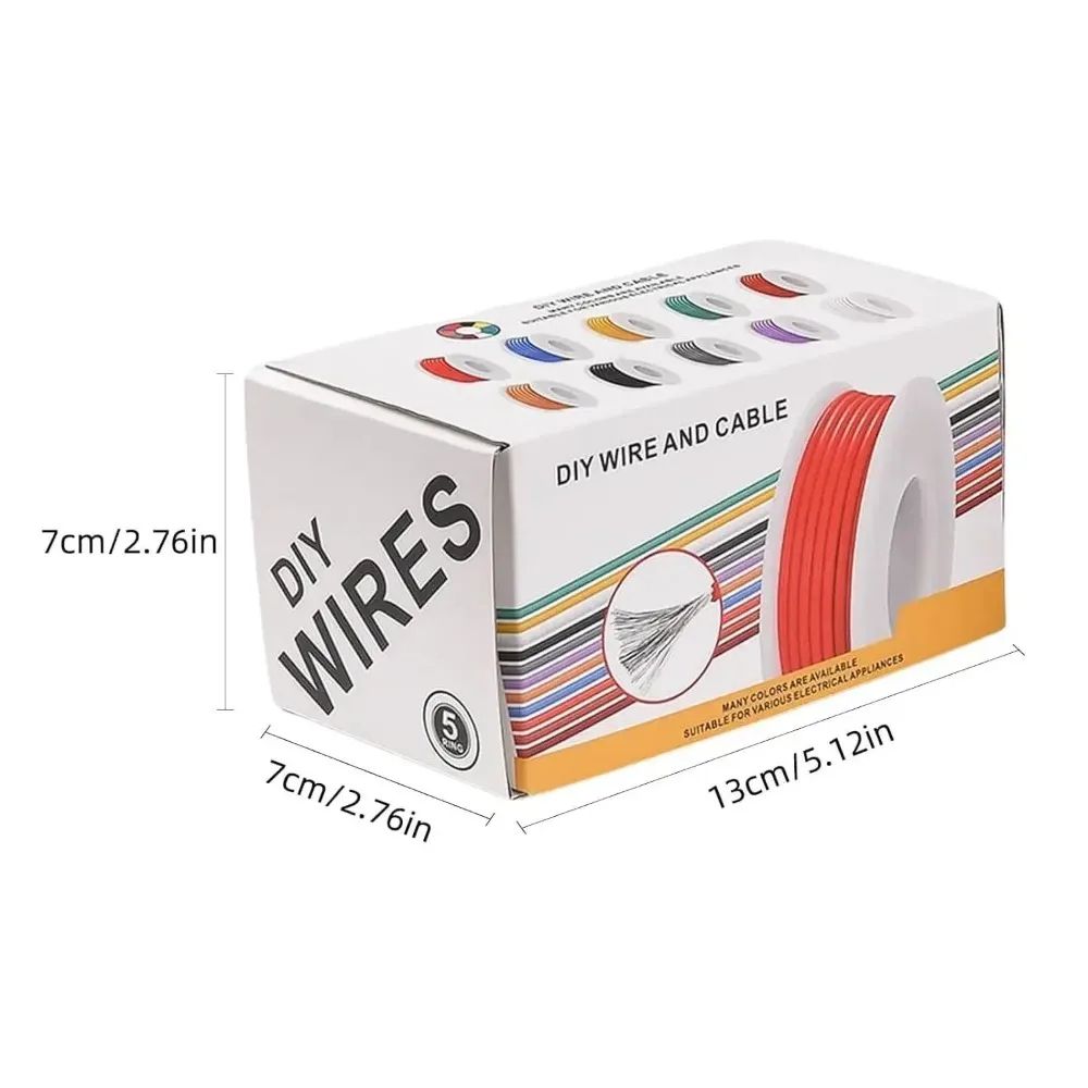 22AWG Silicone Hookup Wire Kit Tinned Copper Stranded Wire 5 Colors 5m10m Each For DIY RC 5