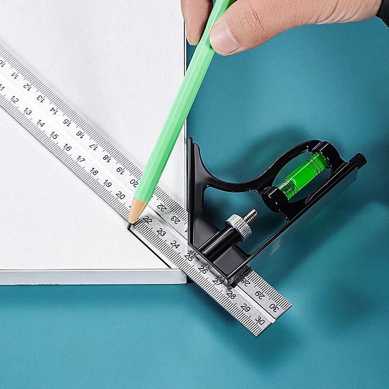 300mm Adjustable Combination Square Protractor Ruler Right Angle Measuring Tool For Woodworking DI 2