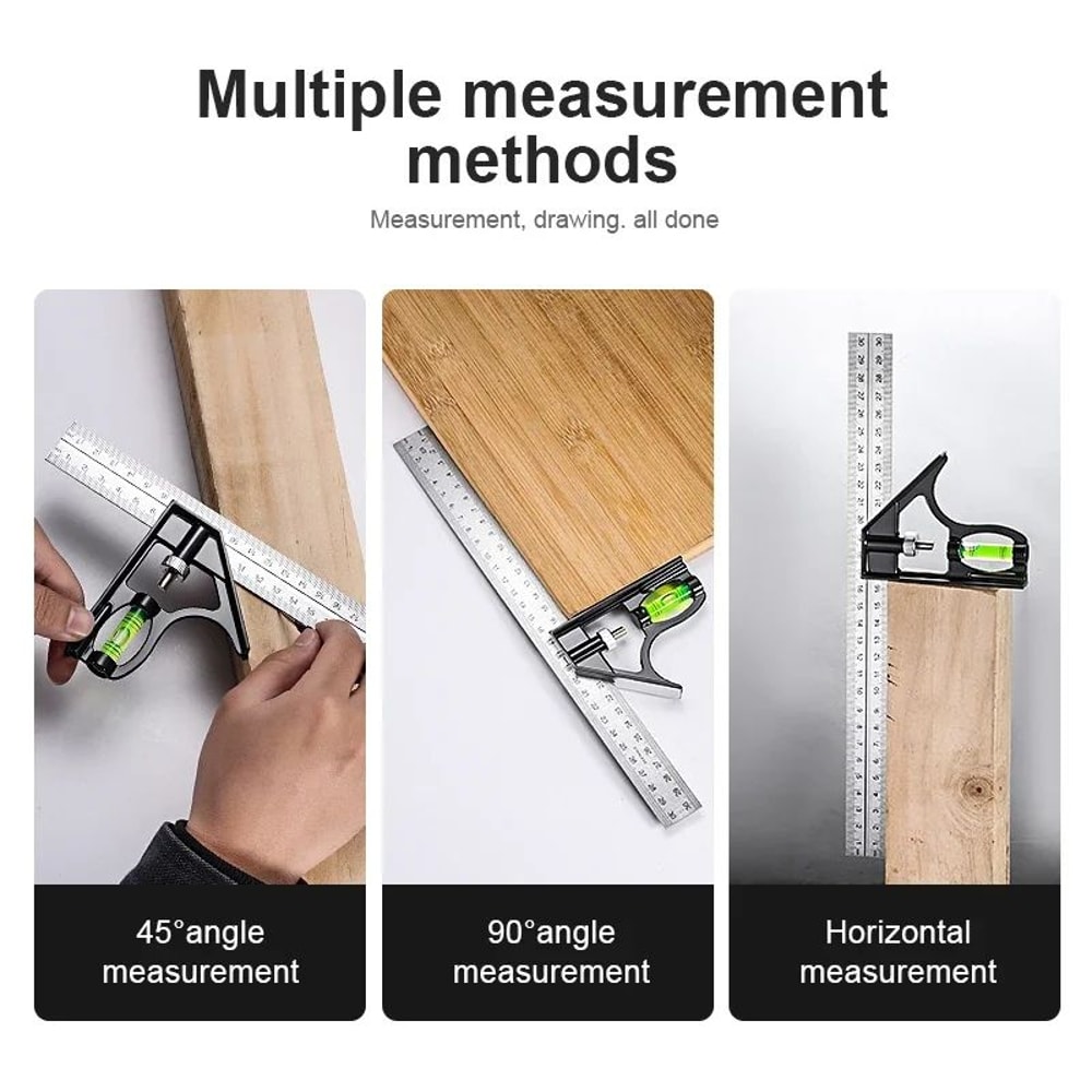 300mm Adjustable Combination Square Protractor Ruler Right Angle Measuring Tool For Woodworking DI 4