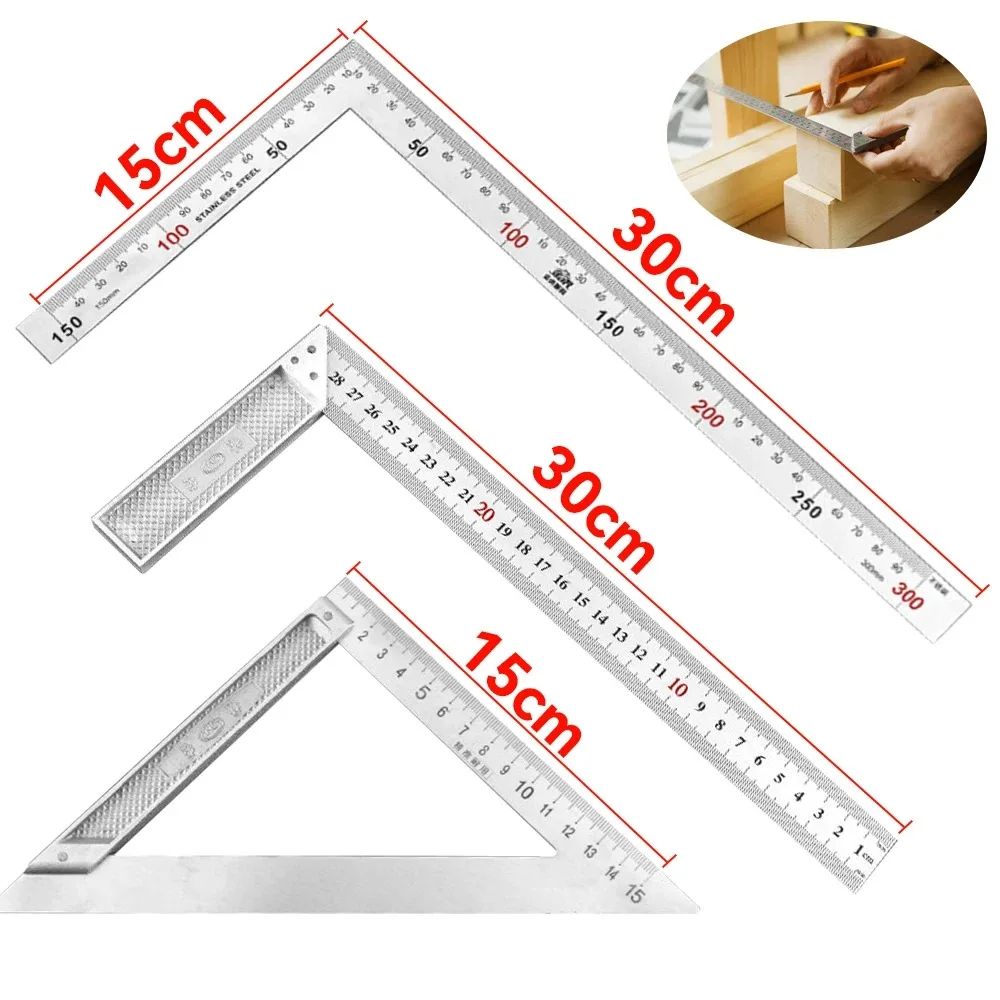 90 Aluminum Alloy Square Ruler Right Angle Woodworking Measuring Tool Steel Turning Ruler Gauge Fo 0