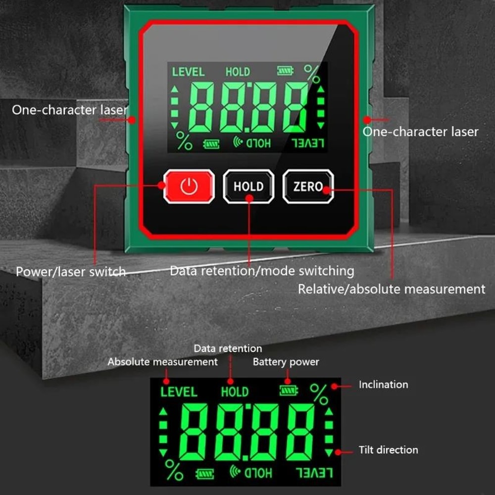 Mini Magnetic Digital Protractor Inclinometer Level 090 Angle Gauge With 4Side Magnets For Woodwor 4