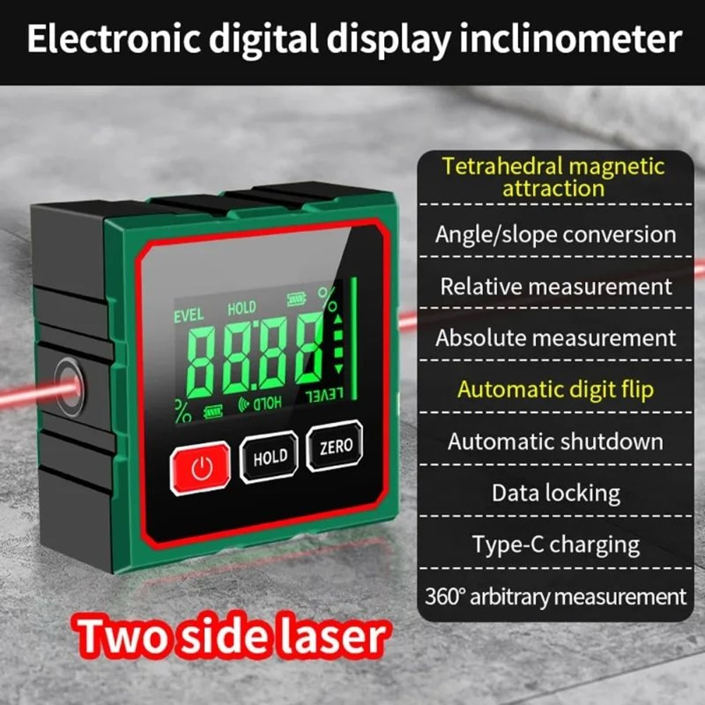 Mini Magnetic Digital Protractor Inclinometer Level 090 Angle Gauge With 4Side Magnets For Woodwor 5