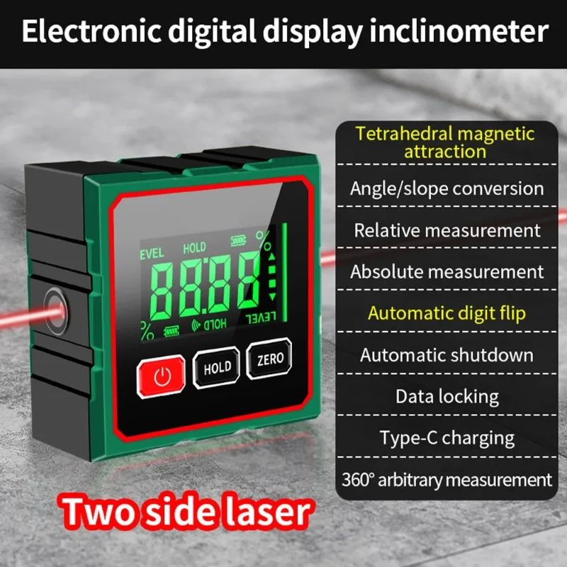 Mini Magnetic Digital Protractor Inclinometer Level 090 Angle Gauge With 4Side Magnets For Woodwor 5