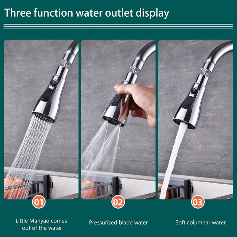 Universal 360 Rotating Kitchen Faucet Extender PullOut Tap Sprayer Attachment With MultiMode Stron 2
