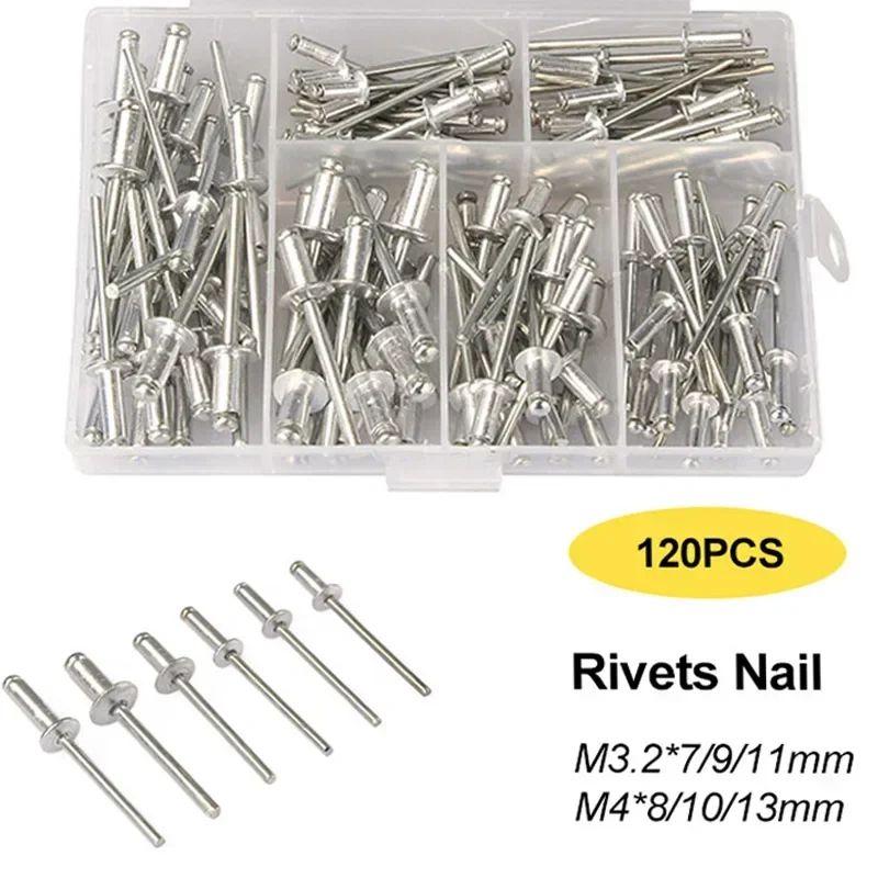 Heavy Duty Pop Rivet Gun Kit With 120pcs Blind Rivets Rivet Nuts Manual Hand Riveter Set For Meta 1