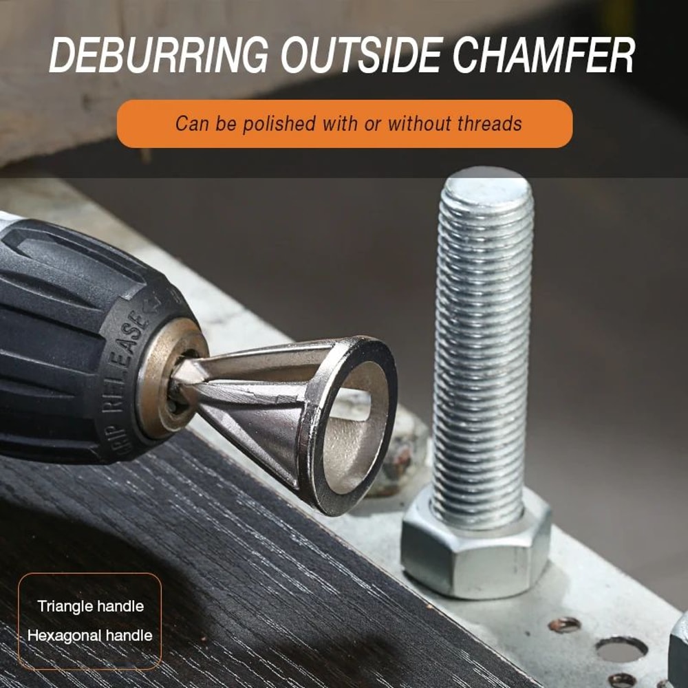 6Flute External Deburring Chamfer Tool Drill Bit HexTriangle Shank Metal Trimming Screw Burr Remo 3