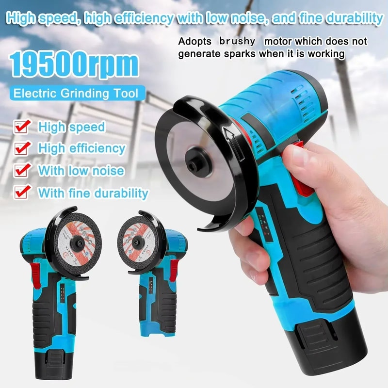 12V Cordless Mini Angle Grinder Portable Brushed Cutting Polishing Tool For Metal Wood DIY Grind 2