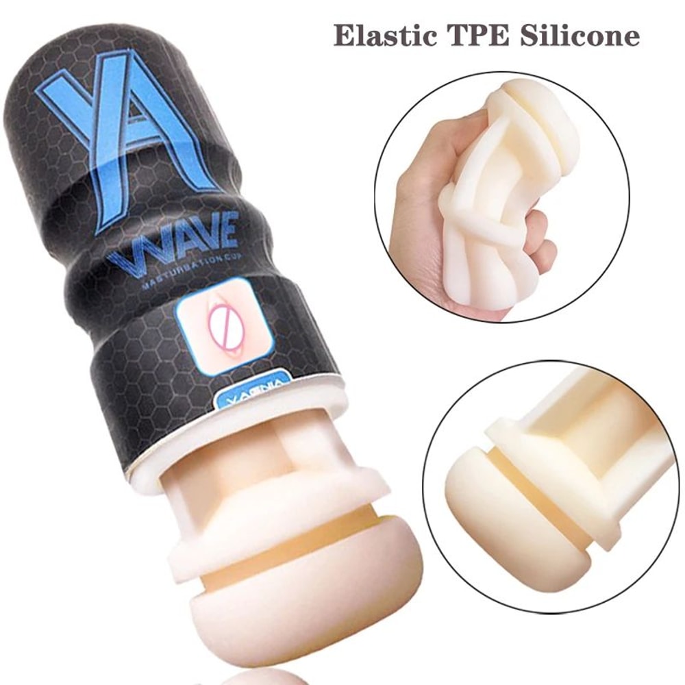 Powerful Suction Realistic Male Masturbator Cup Textured Soft Silicone Stroker Sleeve Massager For 0