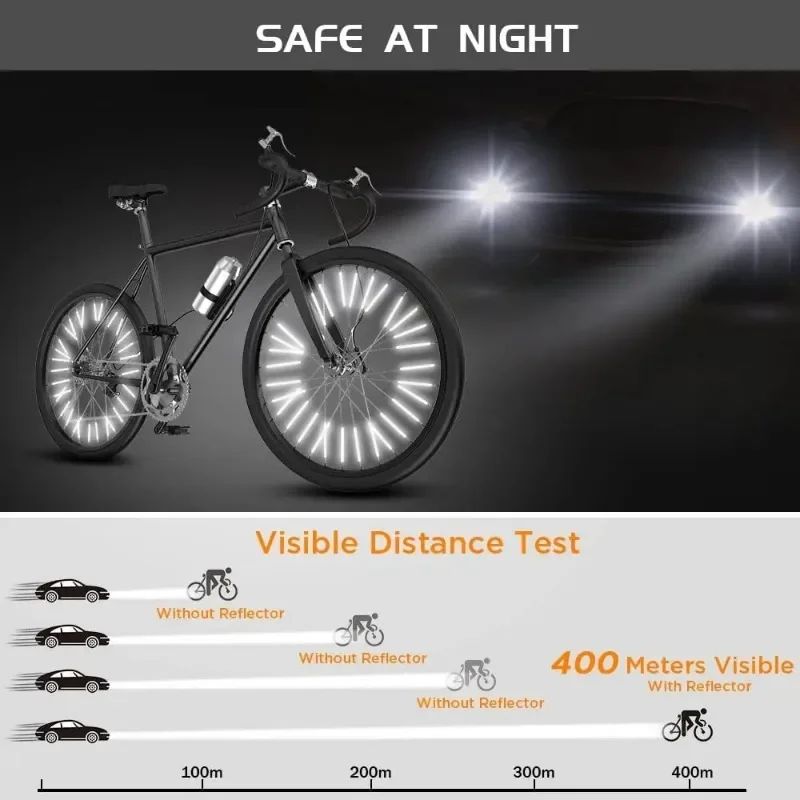C 360 Wheel Safety Reflector Strips Easy Mount MTB Road Bike Visibility 4