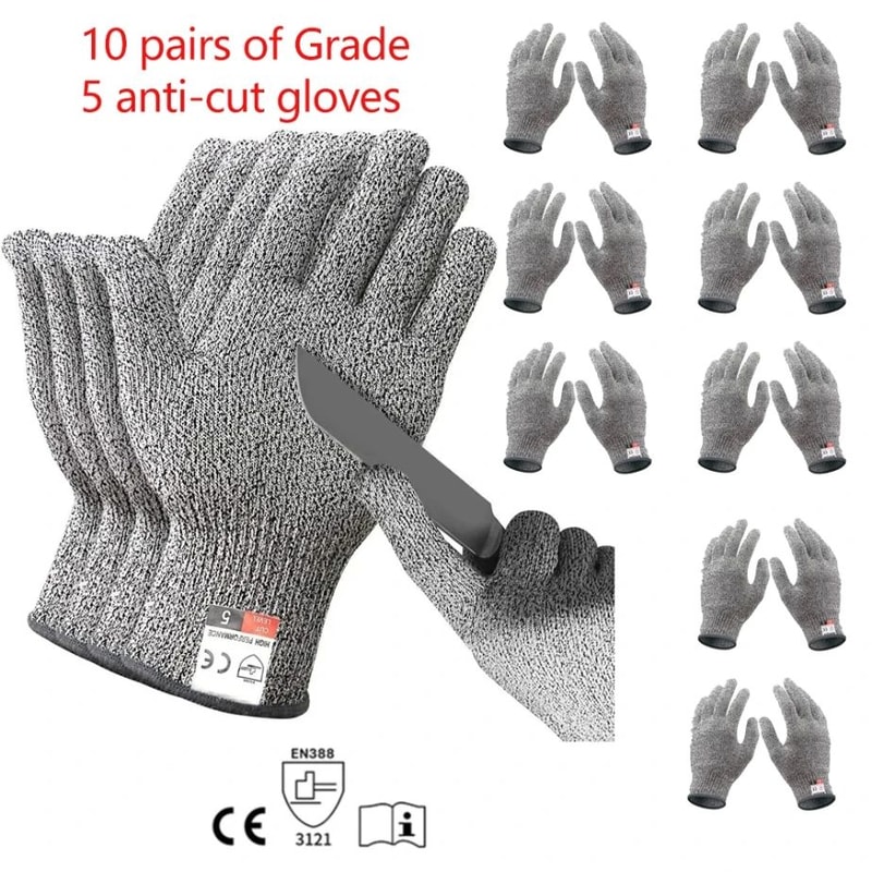 Level 5 Cut Resistant Gloves HPPE Safety Work Kitchen Gloves AntiThorn WearResistant For Gardenin 9