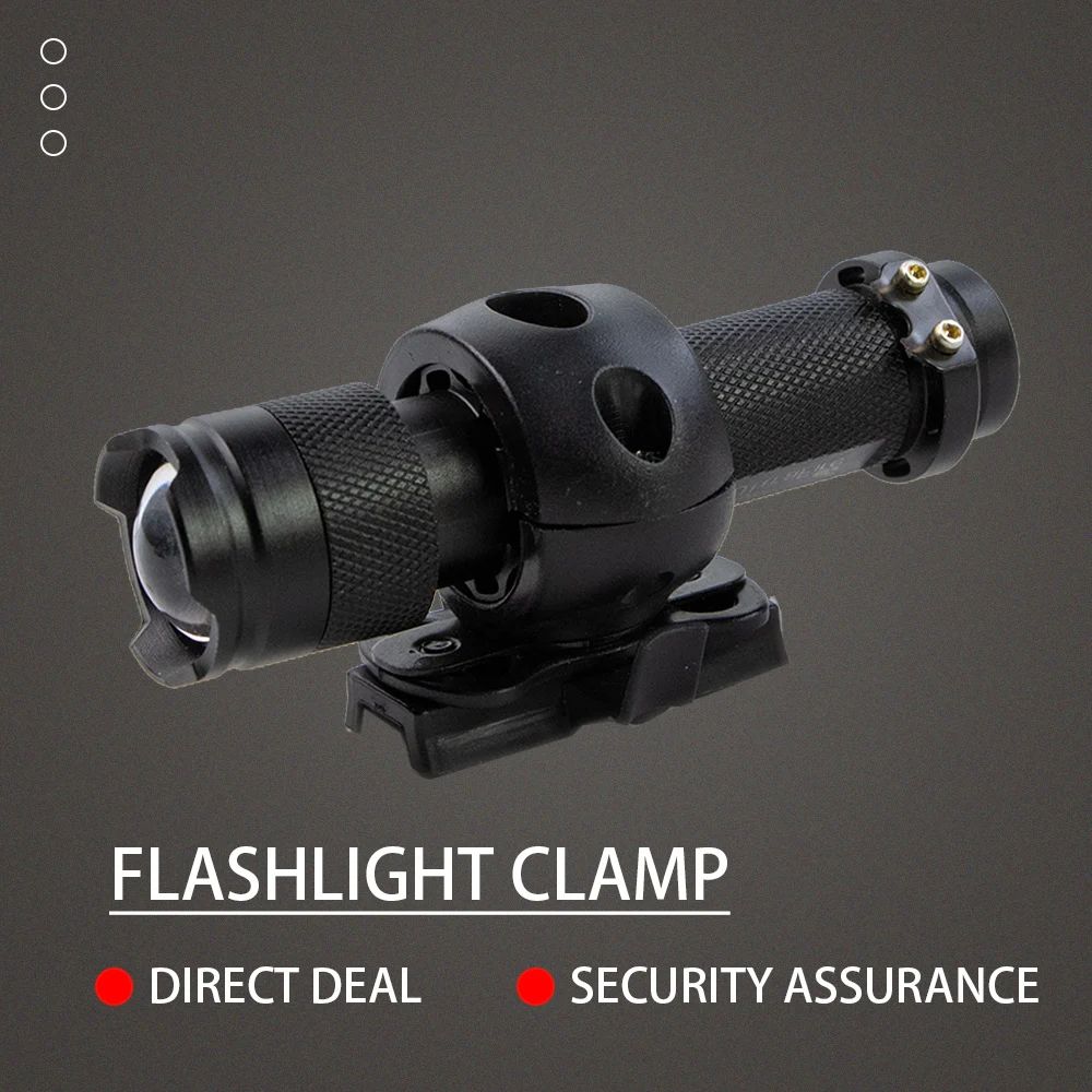 360 Tactical Helmet Flashlight Clamp Mount Quick Release Universal Rail Torch Holder Adapter For F 3