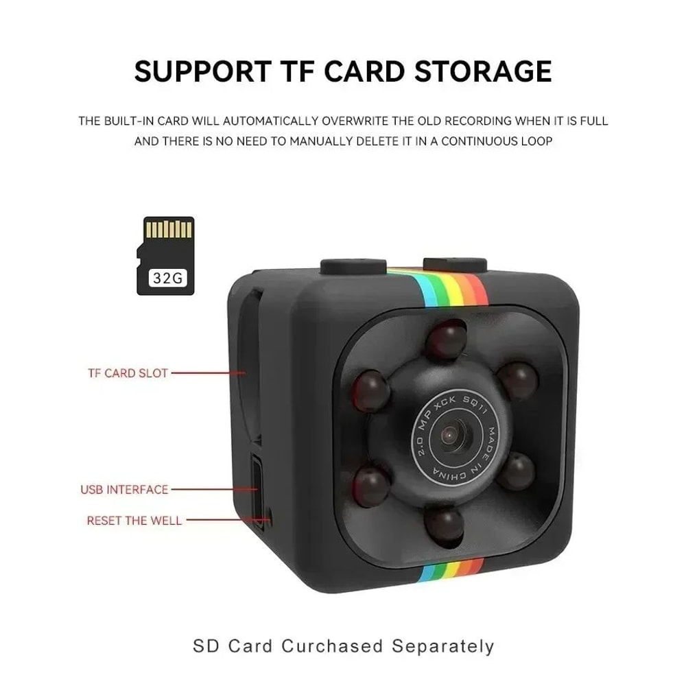 SQ11 1080P Mini Spy Camera With IR Night Vision Compact Hidden Surveillance Webcam For Home Offic 0