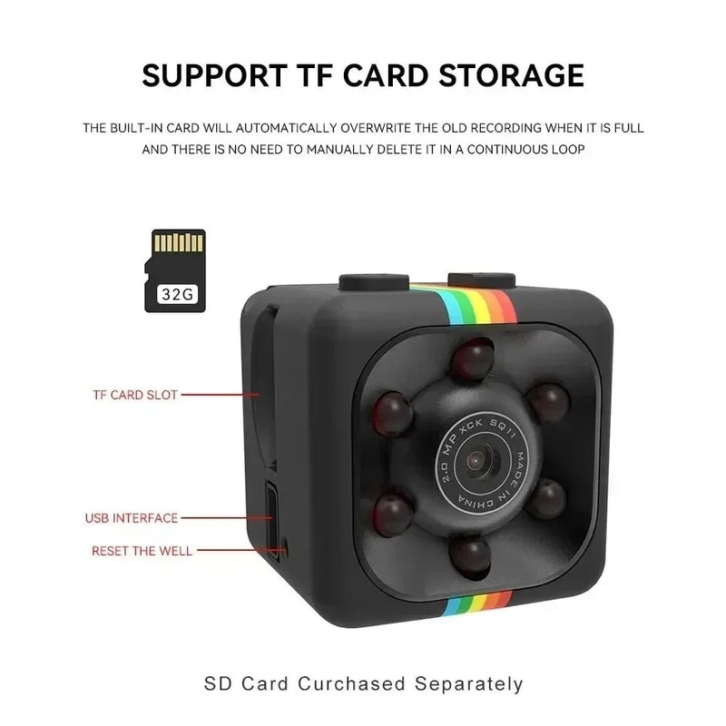 SQ11 1080P Mini Spy Camera With IR Night Vision Compact Hidden Surveillance Webcam For Home Offic 0