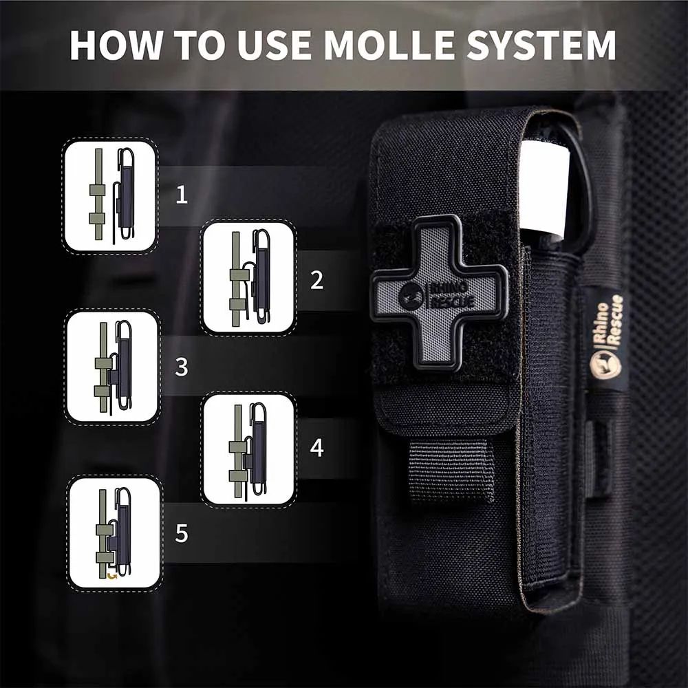 Rhino Rescue MOLLE Tourniquet Pouch Holder Tactical Medical Shears Scissors Bag For EDC EMT Outdo 2