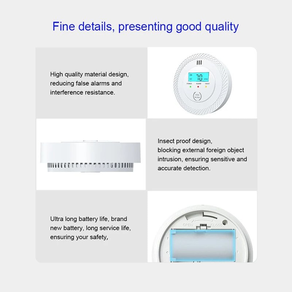 Standalone Carbon Monoxide Alarm With LCD Display UL2034 Certified HighSensitivity CO Detector For 3