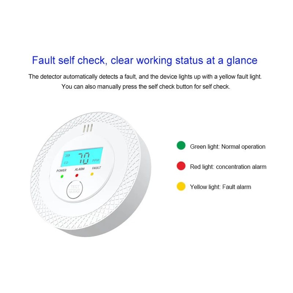 Standalone Carbon Monoxide Alarm With LCD Display UL2034 Certified HighSensitivity CO Detector For 4