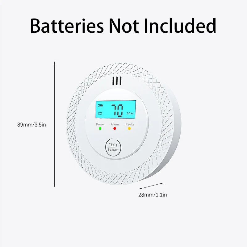 Standalone Carbon Monoxide Alarm With LCD Display UL2034 Certified HighSensitivity CO Detector For 5