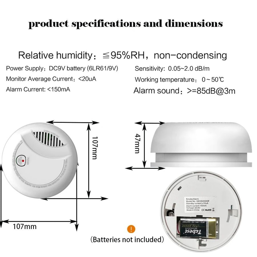 10Year Battery Photoelectric Smoke Detector LongLife Fire Alarm Sensor For Home Security Fast War 5