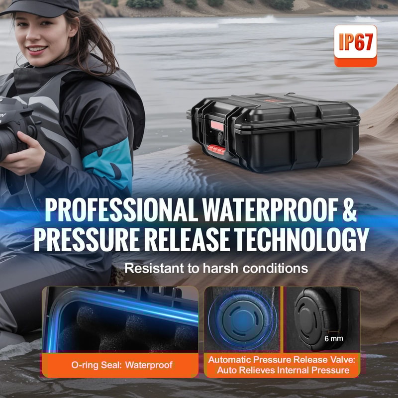 IP67 Waterproof Hard Protective Case With PreCut Foam Handles Heavy Duty Travel Gear Box For Came 3